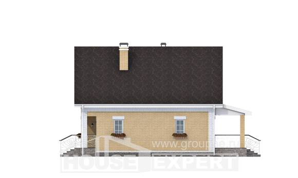 130-004-П Проект двухэтажного дома с мансардным этажом, бюджетный загородный дом из поризованных блоков, Аша