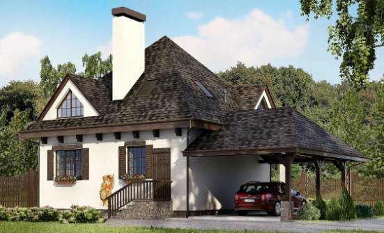 110-002-Л Проект двухэтажного дома с мансардой и гаражом, бюджетный домик из пеноблока Бакал | Проекты домов от House Expert