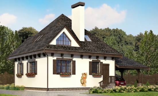 110-002-Л Проект двухэтажного дома с мансардой и гаражом, бюджетный домик из пеноблока Бакал | Проекты домов от House Expert