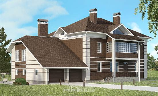 505-002-Л Проект трехэтажного дома, гараж, красивый коттедж из кирпича, Карталы