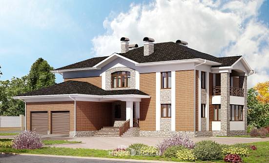 520-002-Л Проект трехэтажного дома, гараж, классический загородный дом из газобетона, Копейск