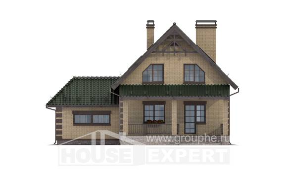 160-007-П Проект двухэтажного дома с мансардой, гараж, уютный коттедж из пеноблока, Златоуст