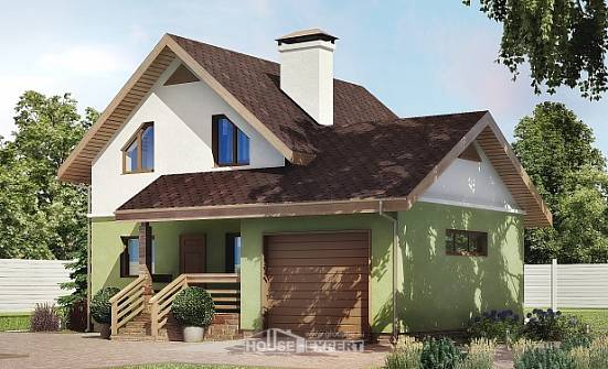 120-002-П Проект двухэтажного дома с мансардным этажом и гаражом, современный дом из бризолита Магнитогорск | Проекты домов от House Expert