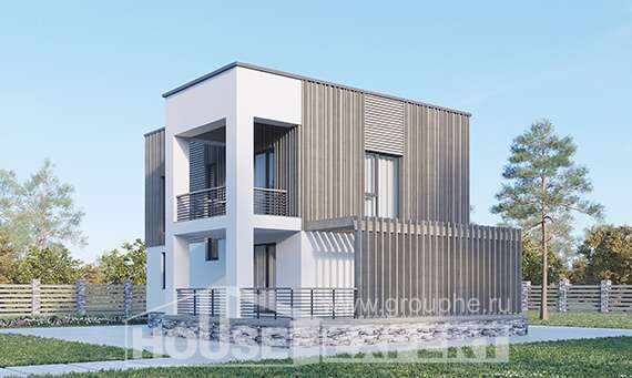 150-017-П Проект двухэтажного дома, скромный коттедж из арболита, Миасс