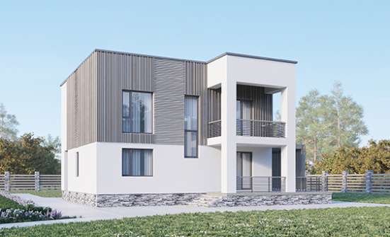 150-017-П Проект двухэтажного дома, бюджетный коттедж из блока, Трёхгорный