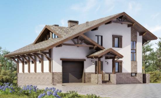 305-002-П Проект трехэтажного дома с мансардой и гаражом, классический загородный дом из кирпича, Сатка