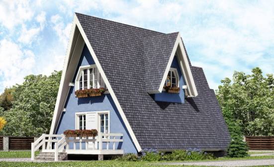 100-002-П Проект двухэтажного дома с мансардным этажом, красивый коттедж из бревен, Аша