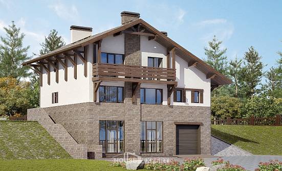 305-002-П Проект трехэтажного дома с мансардой и гаражом, классический загородный дом из кирпича, Сатка
