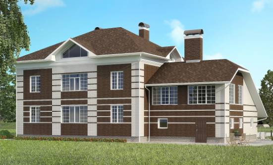 505-002-Л Проект трехэтажного дома, гараж, красивый коттедж из кирпича, Карталы