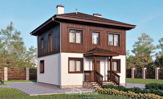 100-006-Л Проект двухэтажного дома, небольшой домик из газосиликатных блоков, Кыштым