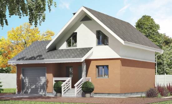 120-002-Л Проект двухэтажного дома с мансардой и гаражом, экономичный дом из блока Троицк | Проекты домов от House Expert