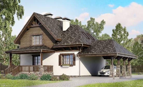 160-002-Л Проект двухэтажного дома с мансардой, гараж, небольшой загородный дом из пеноблока, Магнитогорск